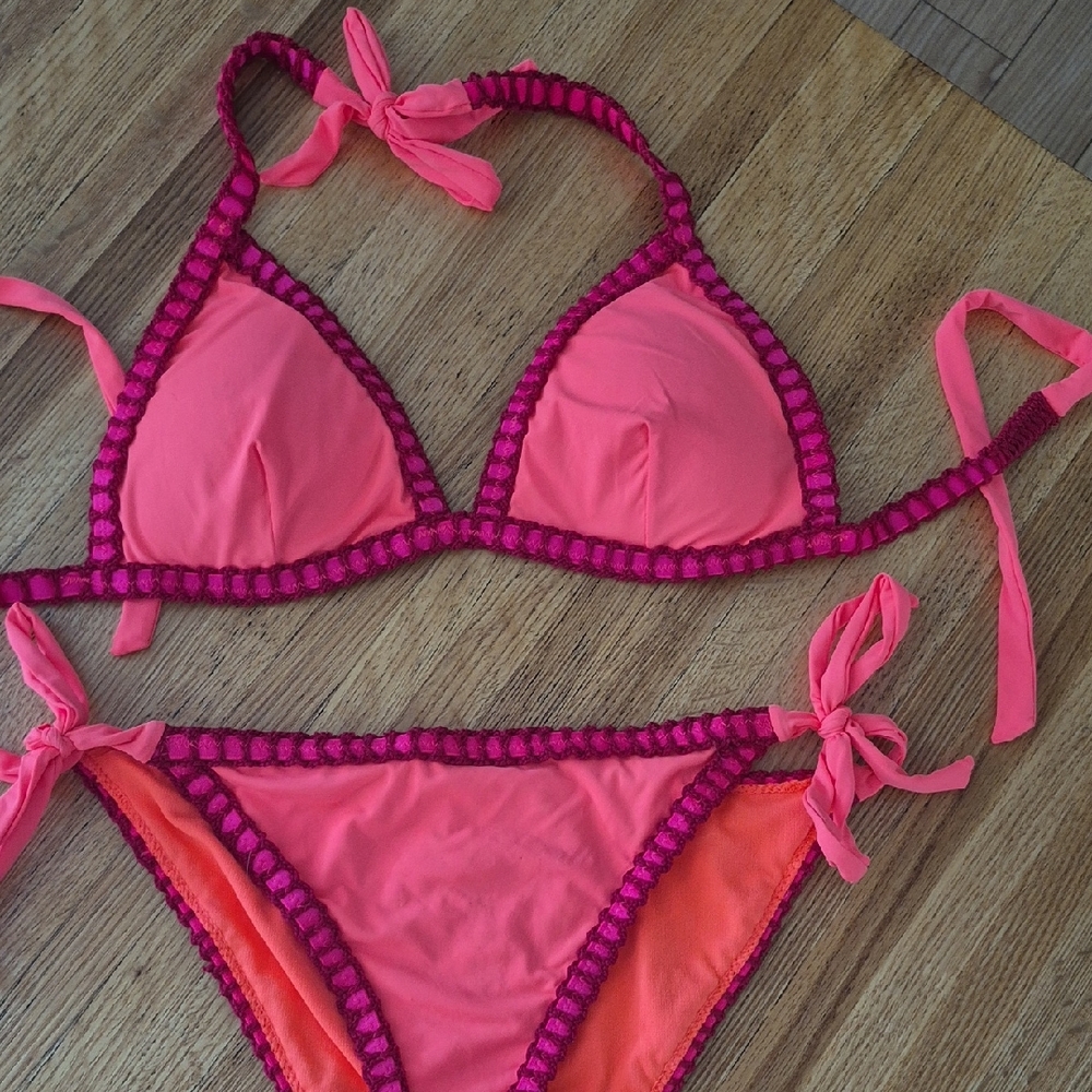 Vibrant Pink and Orange Bikini Set